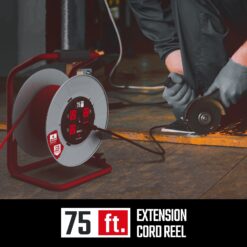 CRAFTSMAN Craftsman Contractor Grade Retractable Extension Cord, 75 Ft with 4 Outlets- 12AWG SJTW Cable- Outdoor Power Cord Reel