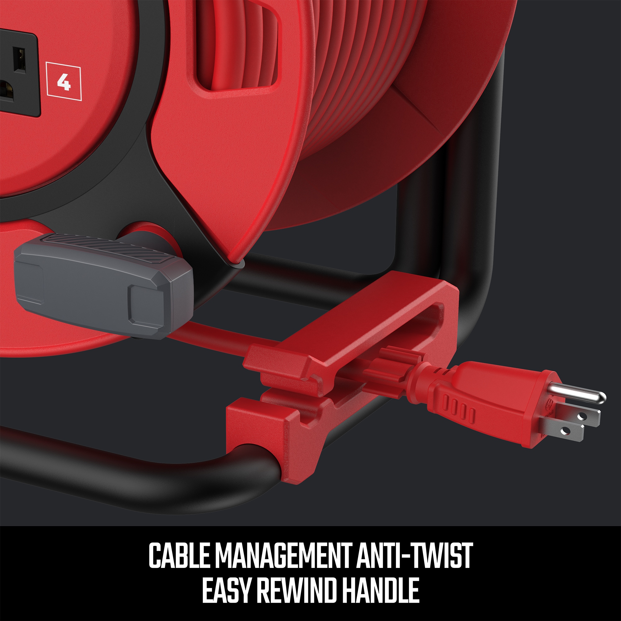 CRAFTSMAN Heavy Duty Retractable Extension Cord, 100 Ft with 4 Outlets- 14AWG SJTW Cable- Outdoor Power Cord Reel