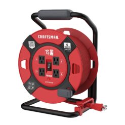 CRAFTSMAN Heavy Duty Retractable Extension Cord, 75 Ft with 4 Outlets- 14AWG SJTW Cable- Outdoor Power Cord Reel