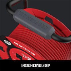 CRAFTSMAN Heavy Duty Retractable Extension Cord, 75 Ft with 4 Outlets- 14AWG SJTW Cable- Outdoor Power Cord Reel