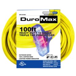 Duromax 100-ft 10 / 3 3 Prong Yellow Indoor/Outdoor Heavy Duty Lighted Extension Cord