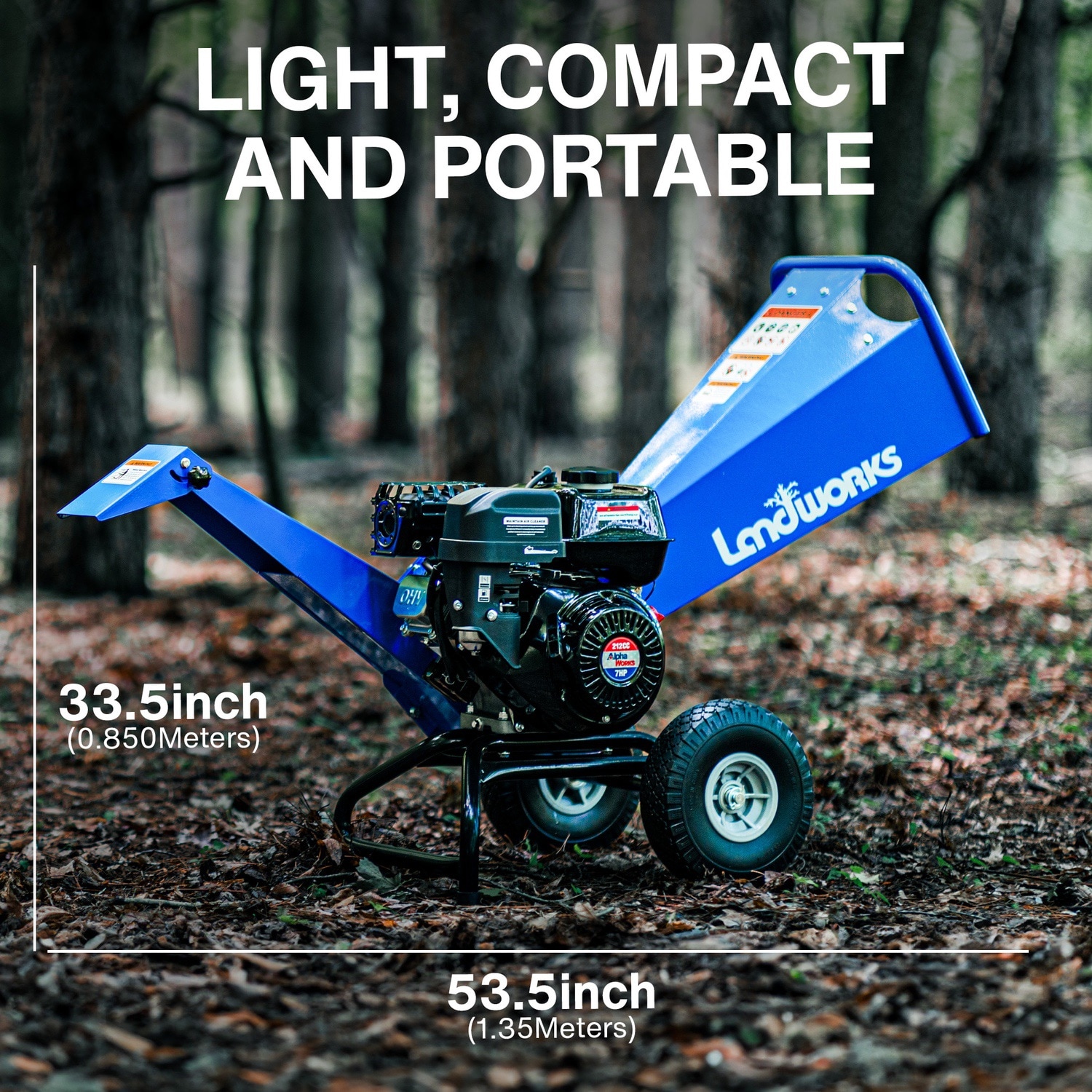 Landworks Manual 7 -HP Gas Wood Chipper, 3-in Maximum Branch Diameter
