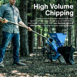 Landworks Manual 7 -HP Gas Wood Chipper, 3-in Maximum Branch Diameter 2-Bushel Bag Included