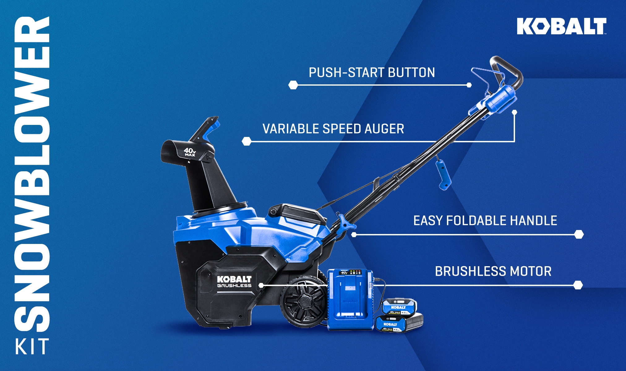 Kobalt Gen4 40-volt 21-in Single-stage Push Battery Snow Blower 4.0 Ah (Battery Included) (Charger Included)