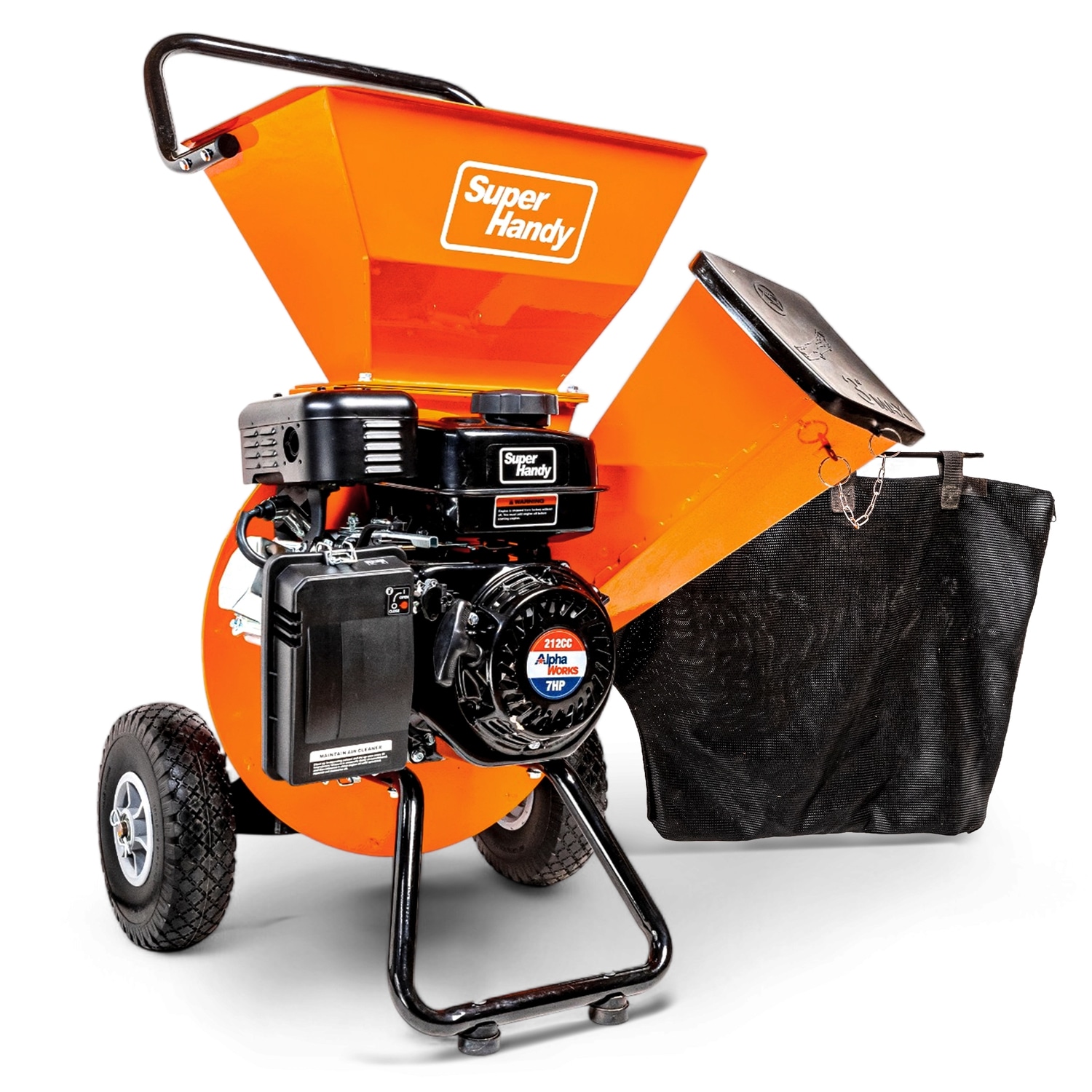 SuperHandy Manual 7 -HP OEM Gas Wood Chipper, 3-in Maximum Branch Diameter 2-Bushel Bag Included
