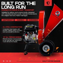 GreatCircleUSA Manual 7 -HP Gas Wood Chipper, 3-in Maximum Branch Diameter