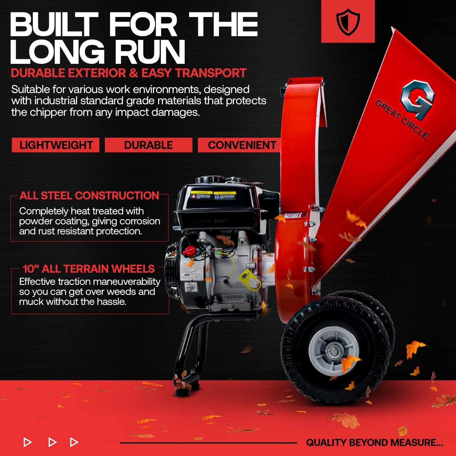 GreatCircleUSA Manual 7 -HP Gas Wood Chipper, 3-in Maximum Branch Diameter