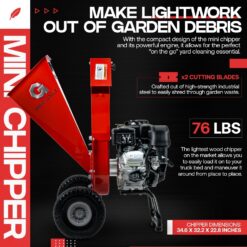 GreatCircleUSA Manual 7 -HP Gas Wood Chipper, 3-in Maximum Branch Diameter