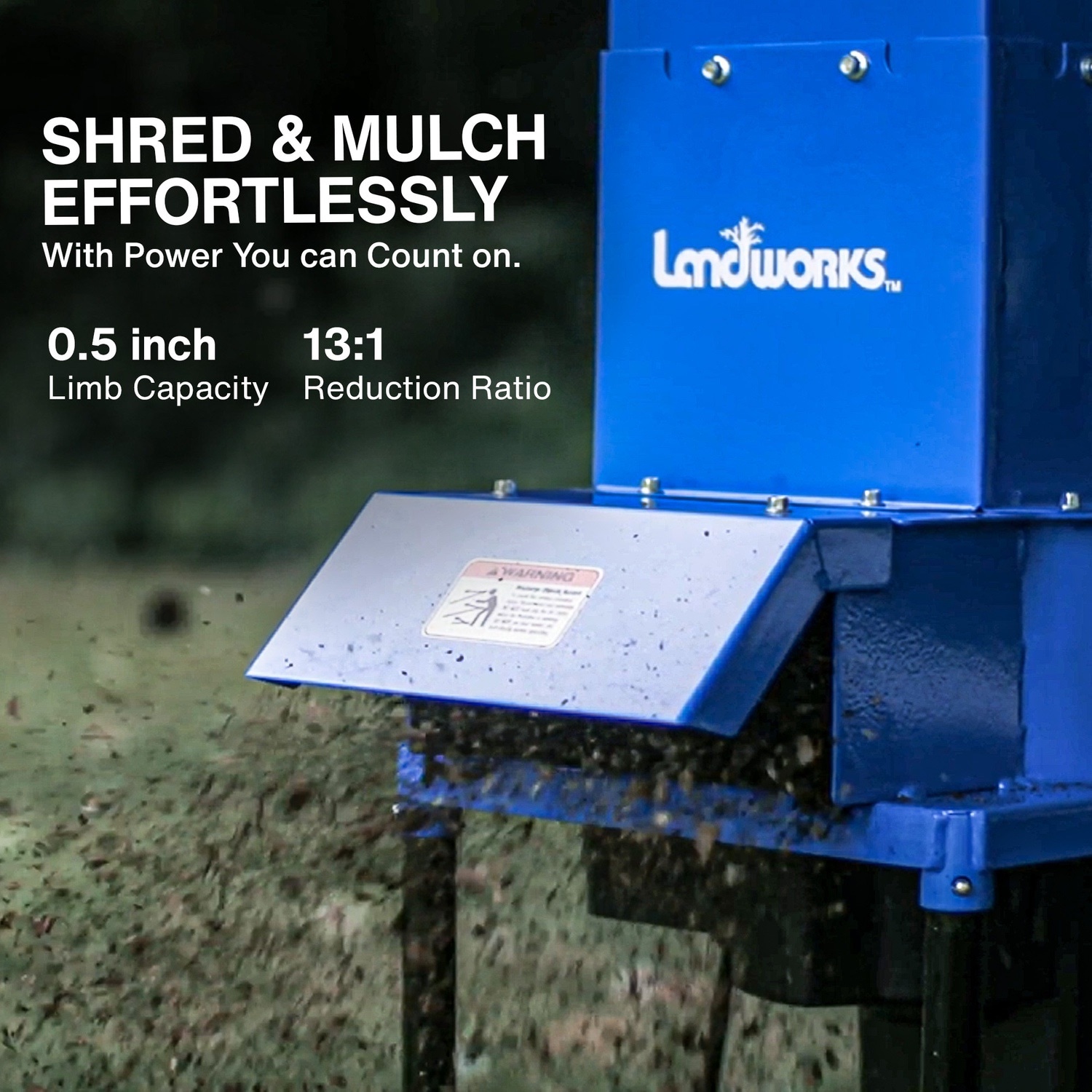 Landworks Heavy Duty Electric Leaf Mulcher 15 -Amp 1-in Electric Leaf Mulcher