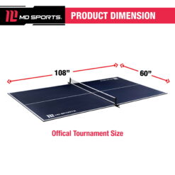 MD Sports Official Size Table Tennis Conversion Top, 4 Piece Foldable Design with Net - Blue