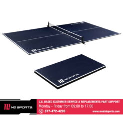 MD Sports Official Size Table Tennis Conversion Top, 4 Piece Foldable Design with Net - Blue