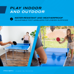 PRO-SPIN Midsize Ping Pong Table & High-Performance Ping Pong Paddle 2 Player Set