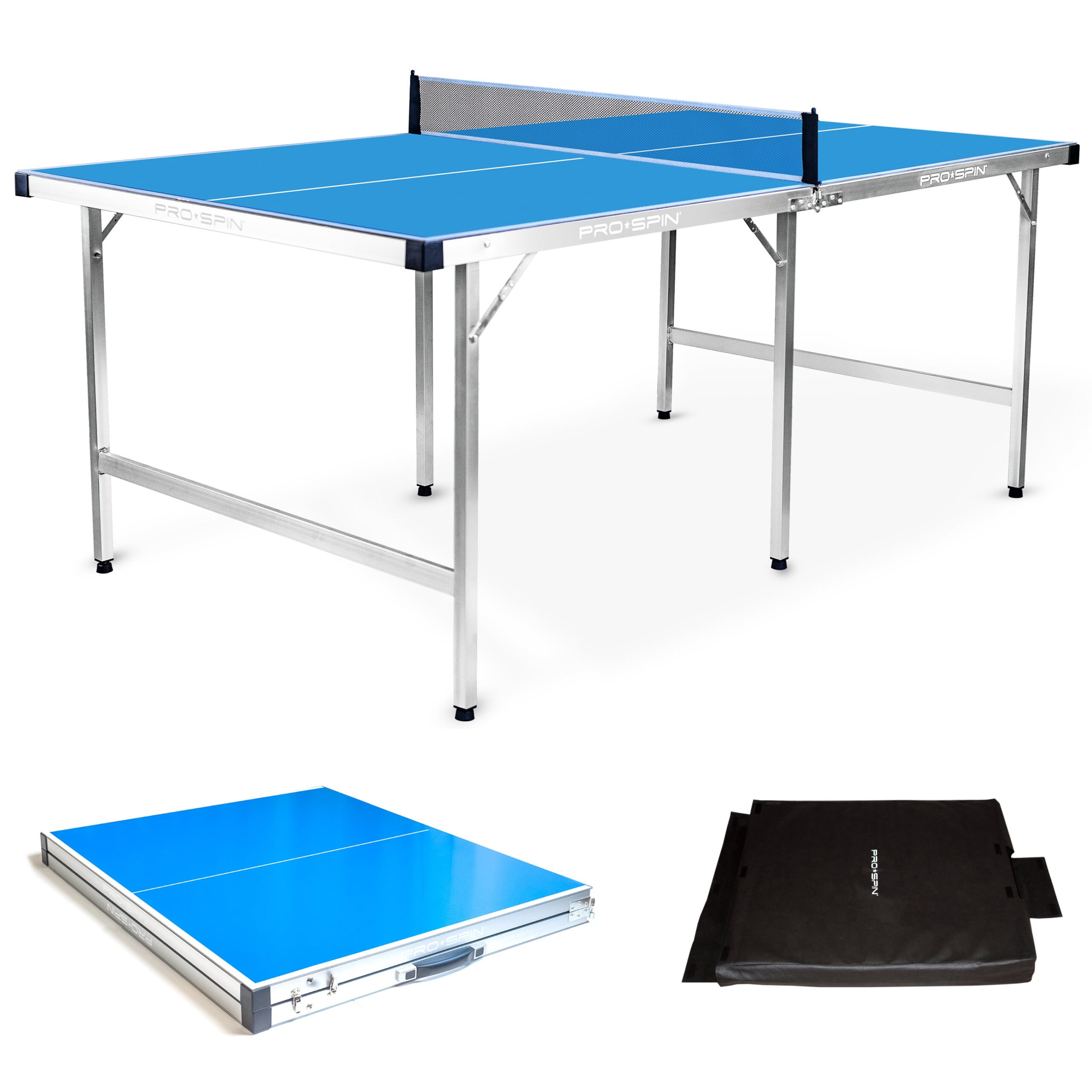 PRO-SPIN Midsize Ping Pong Table & High-Performance Ping Pong Paddle 2 Player Set