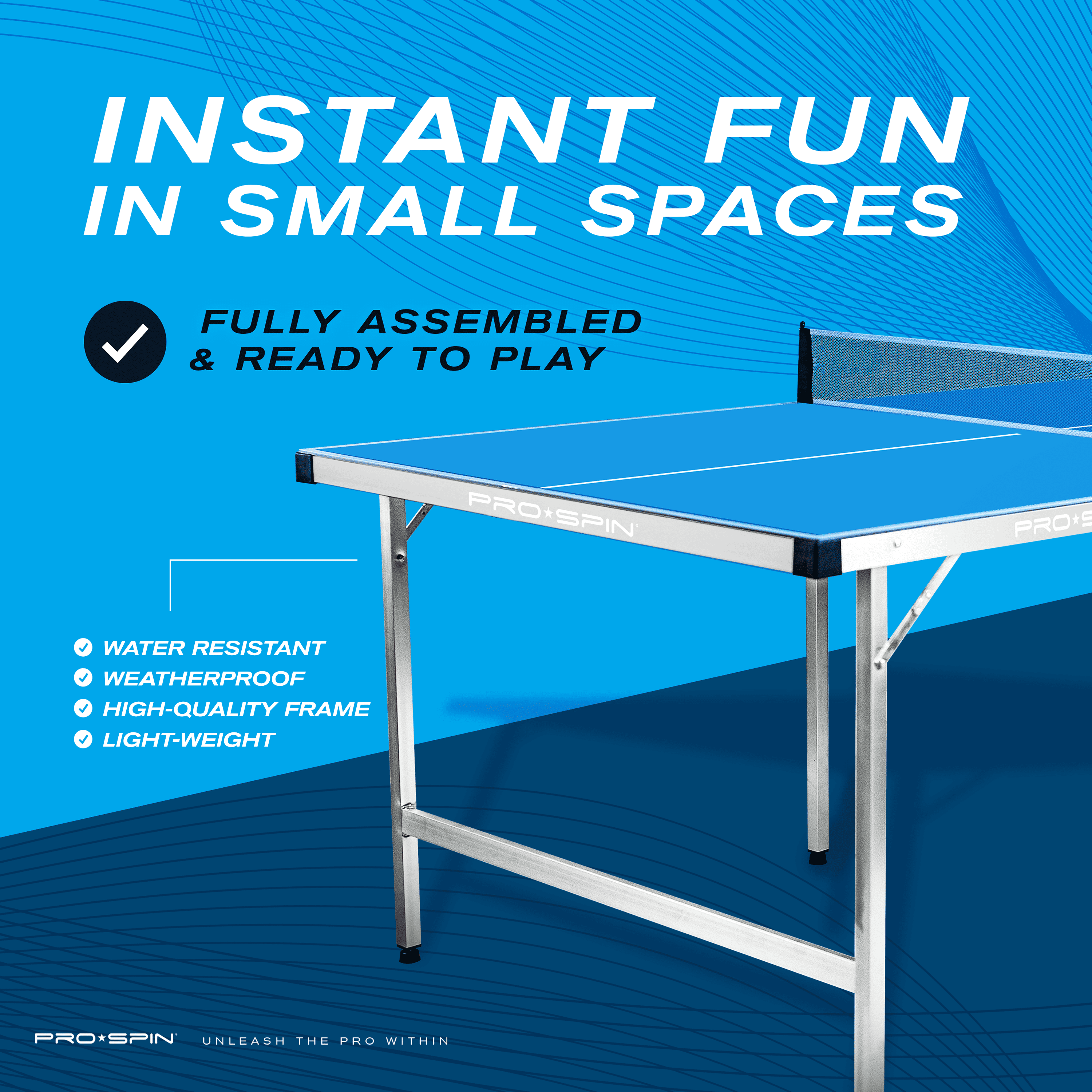 PRO-SPIN Midsize Ping Pong Table & High-Performance Ping Pong Paddle 2 Player Set