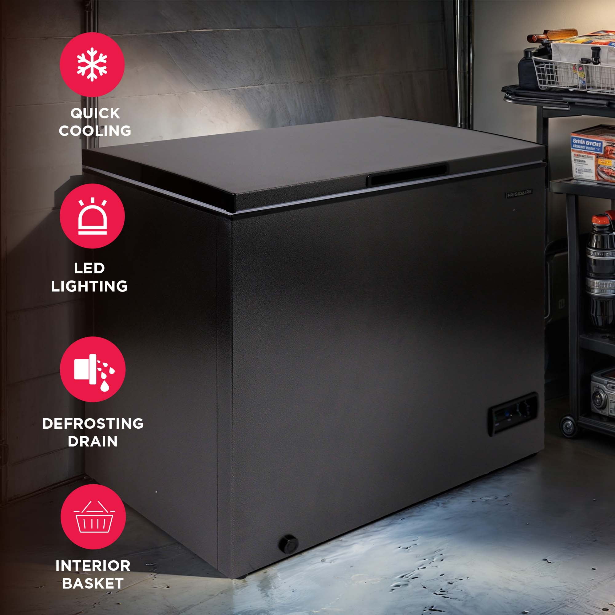 Frigidaire, 7.0 CU. ft. Chest Freezer, BlackGranite Finish, EFRF7013