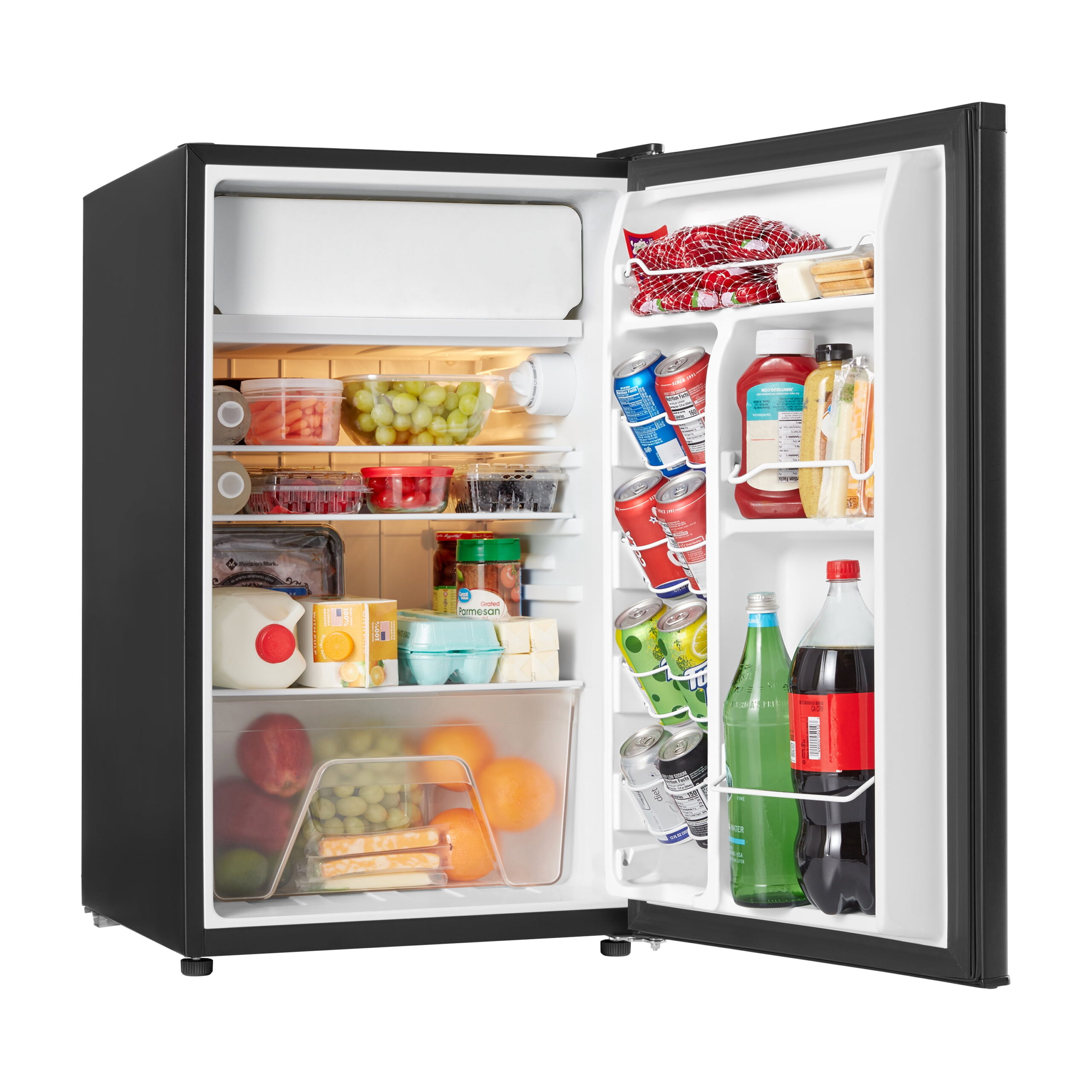 Galanz 4.3 Cu ft Single Door Mini Fridge, Black Estar, New, Width 19.92"