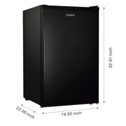Galanz 4.3 Cu ft Single Door Mini Fridge, Black Estar, New, Width 19.92