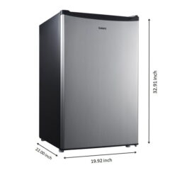Galanz 4.3 Cu ft Single Door Mini Fridge, Stainless Steel Look, New, Width 19.12