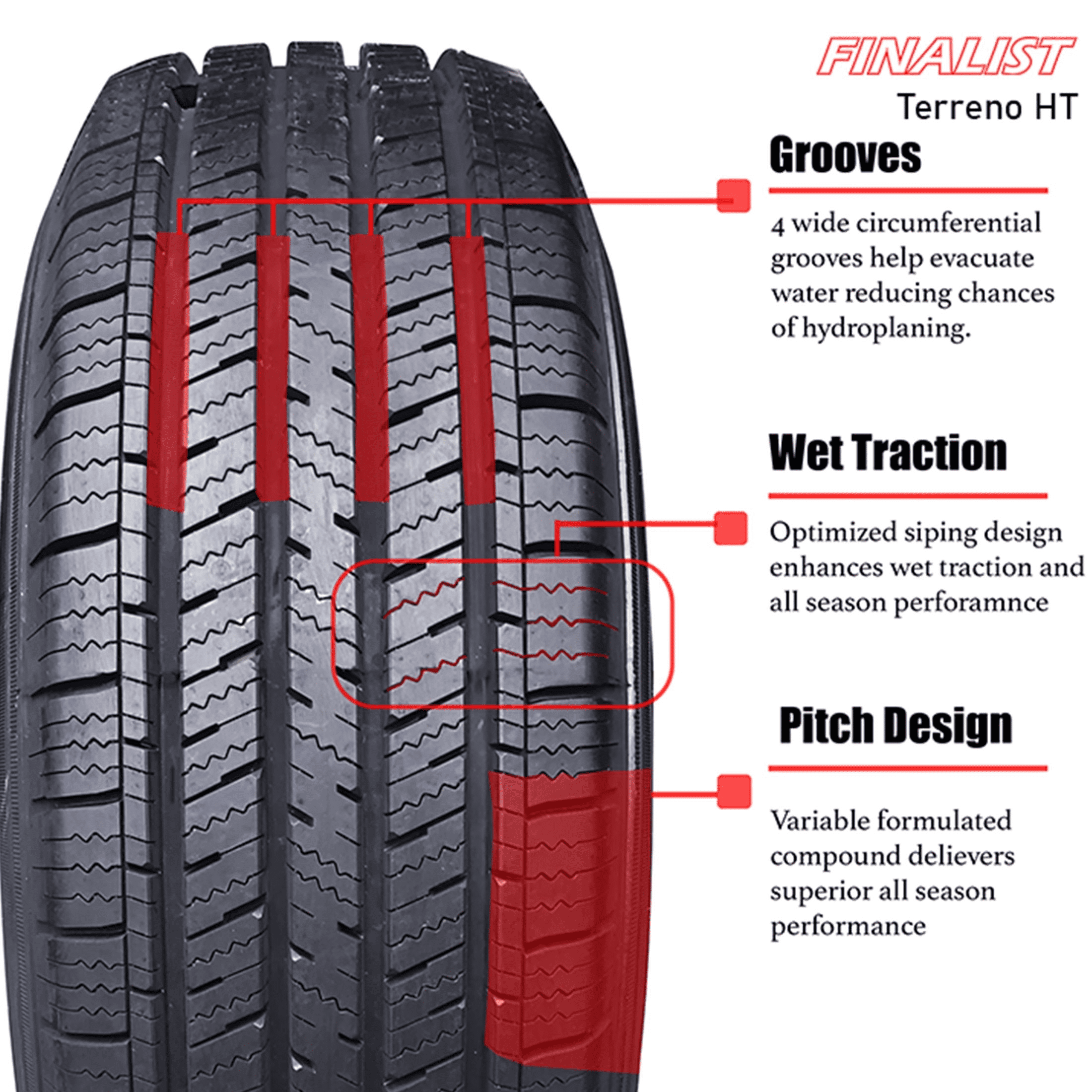 Finalist Terreno H/T 265/70 R17 All Season LT265/70R17 10 Ply 121/118S LR E Highway Terrain Tire