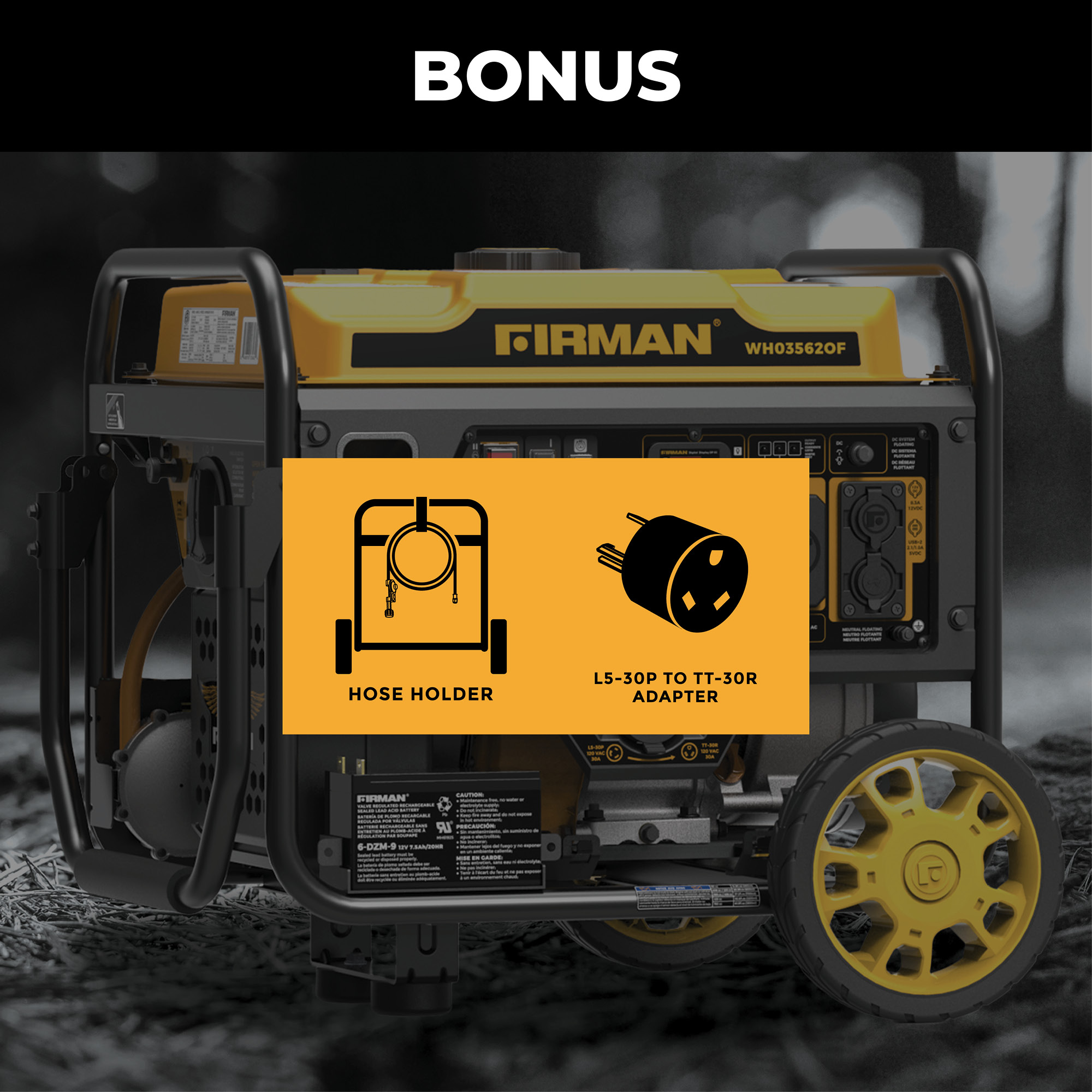 Firman WH03562OF Electric Start 120V Open Frame 4400 -Watt Dual Fuel (Gasoline/Propane) Inverter Generator