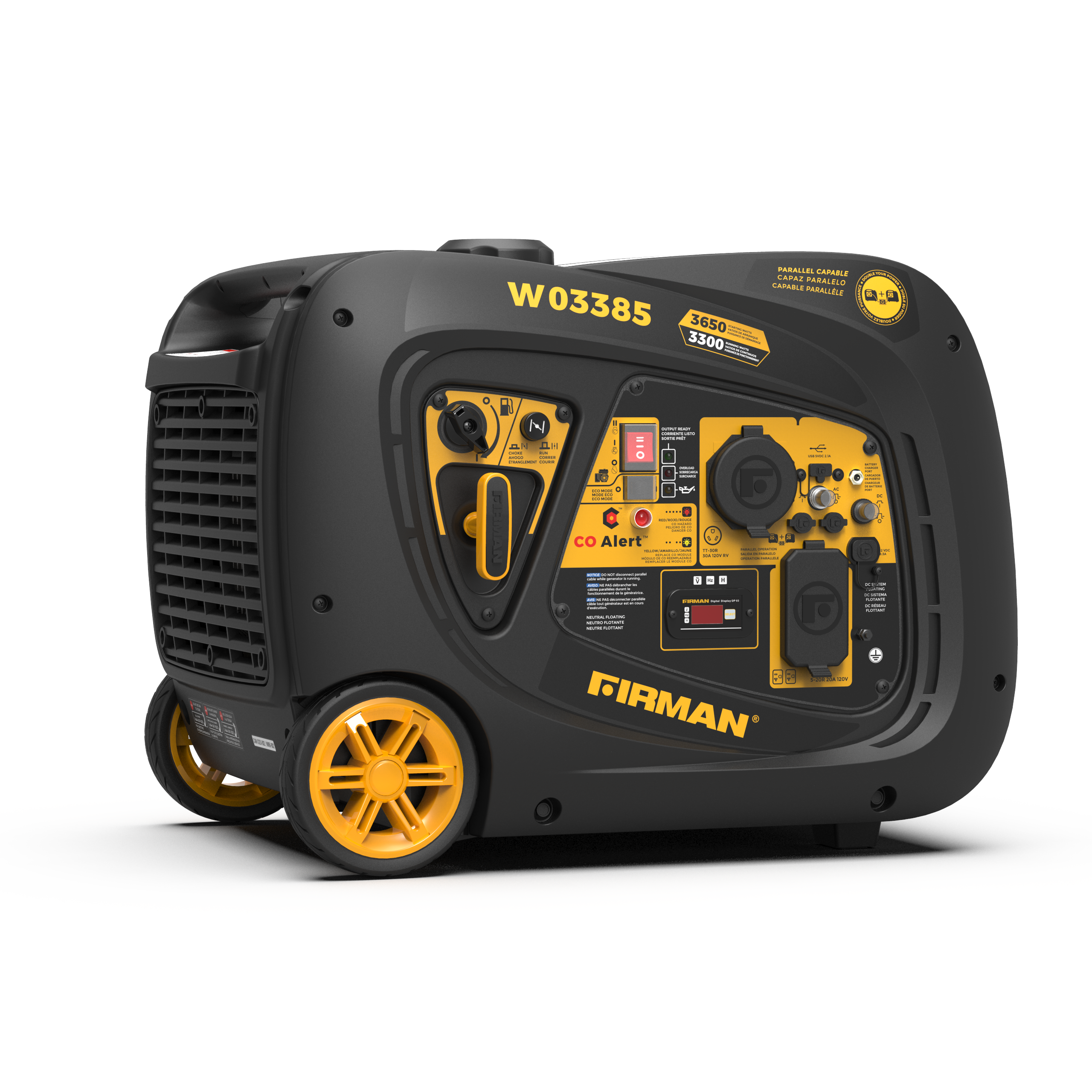 Firman W03385 Electric Start 120V RV Ready 3650 -Watt Single Fuel (Gasoline) Inverter Generator