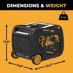 Firman W03385 Electric Start 120V RV Ready 3650 -Watt Single Fuel (Gasoline) Inverter Generator