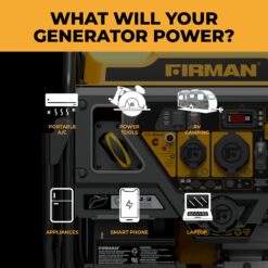 Firman W03361OF Recoil Start 120V Open Frame with Plug Adapter 4500 -Watt Single Fuel (Gasoline) Inverter Generator