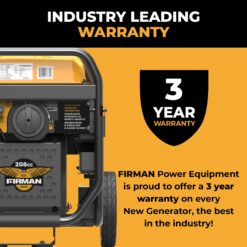 Firman W03361OF Recoil Start 120V Open Frame with Plug Adapter 4500 -Watt Single Fuel (Gasoline) Inverter Generator