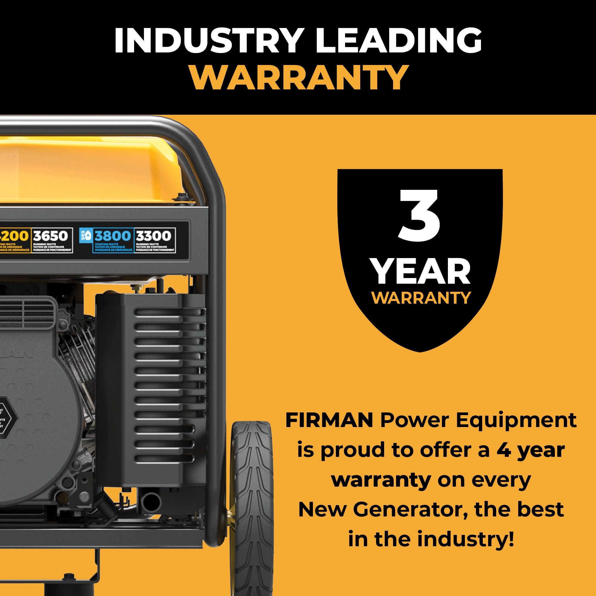 Firman WH03662OF Electric Start 120V Open Frame 4500 -Watt Dual Fuel (Gasoline/Propane) Inverter Generator