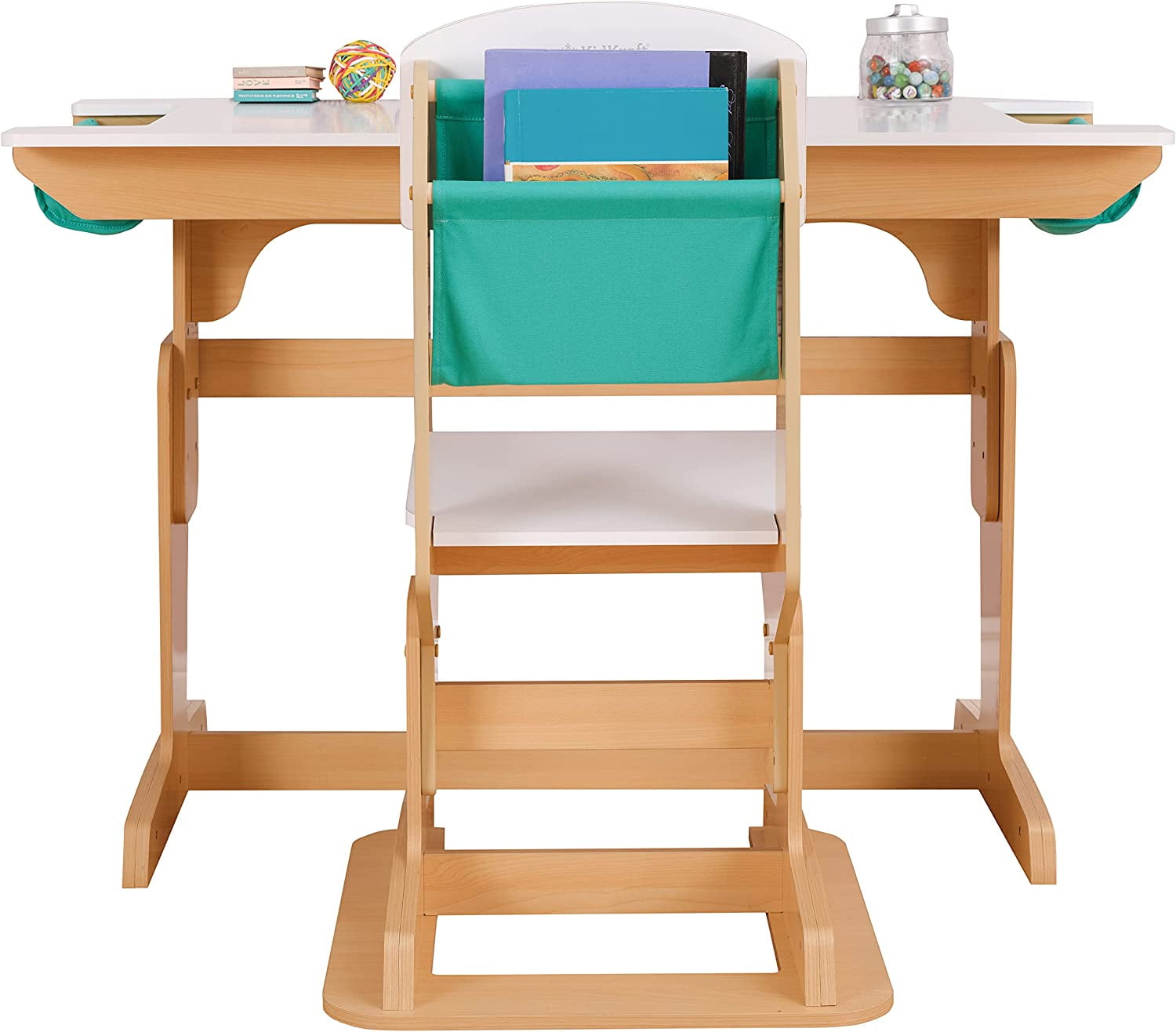 KidKraft Grow Together Pocket Adjustable Wooden Desk and Chair, Natural
