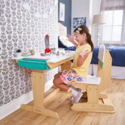 KidKraft Grow Together Pocket Adjustable Wooden Desk and Chair, Natural
