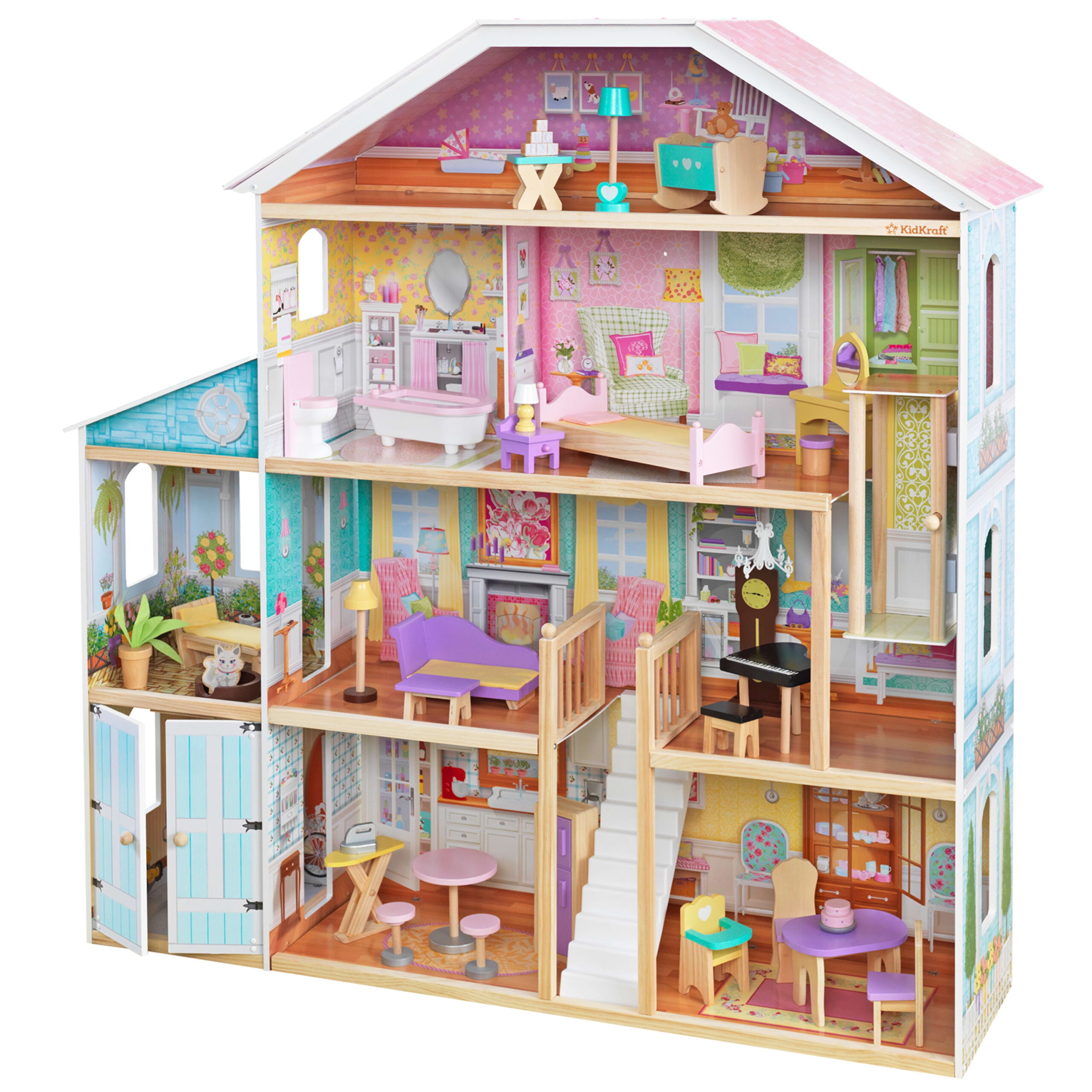 KidKraft Grand View Mansion Wooden Dollhouse with 34 Accessories