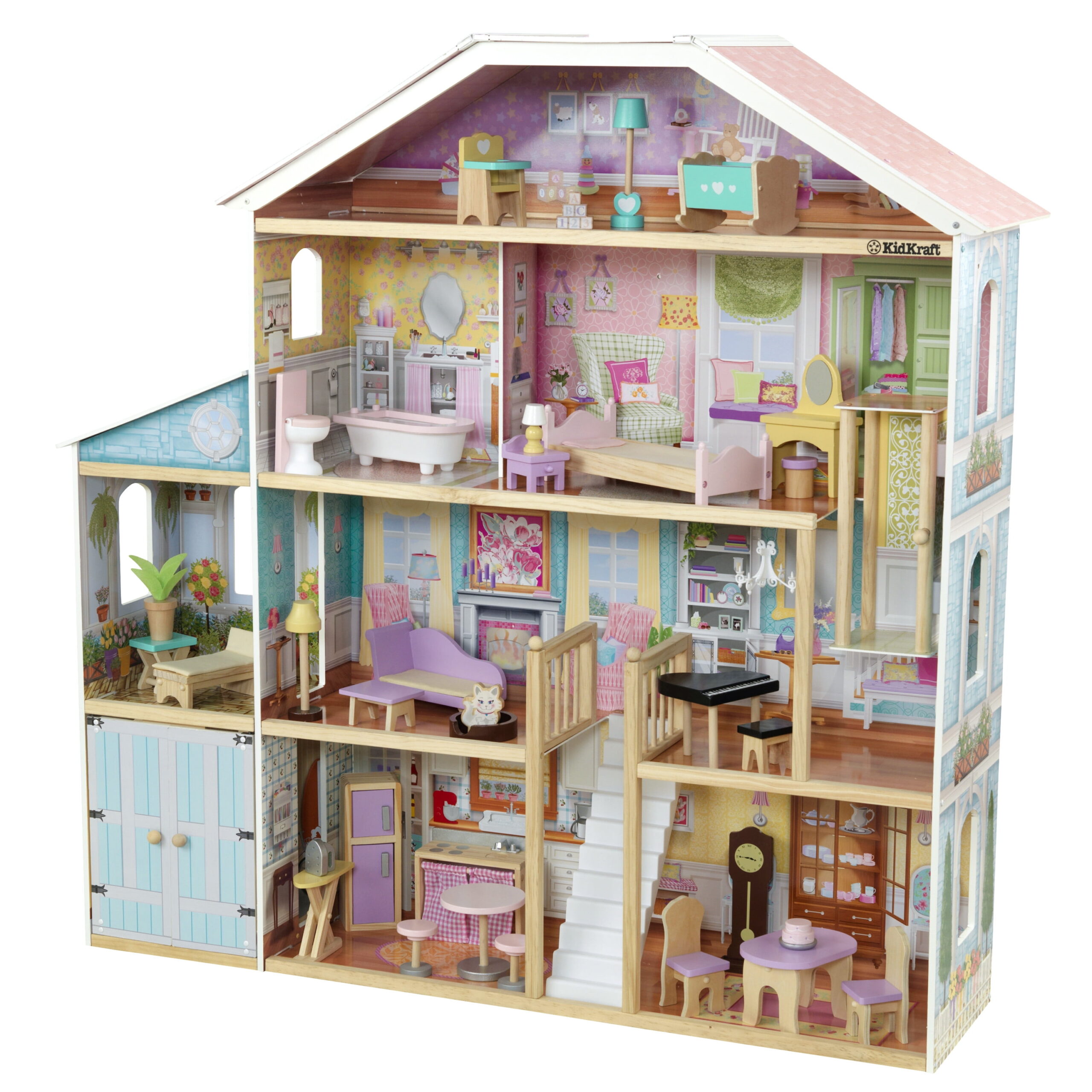KidKraft Grand View Mansion Wooden Dollhouse with 34 Accessories