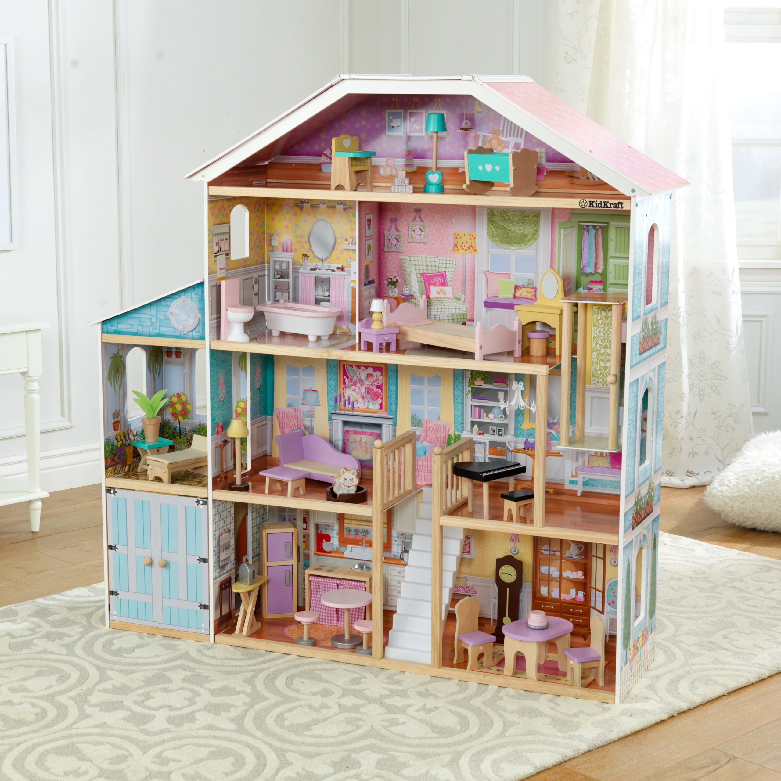 KidKraft Grand View Mansion Wooden Dollhouse with 34 Accessories
