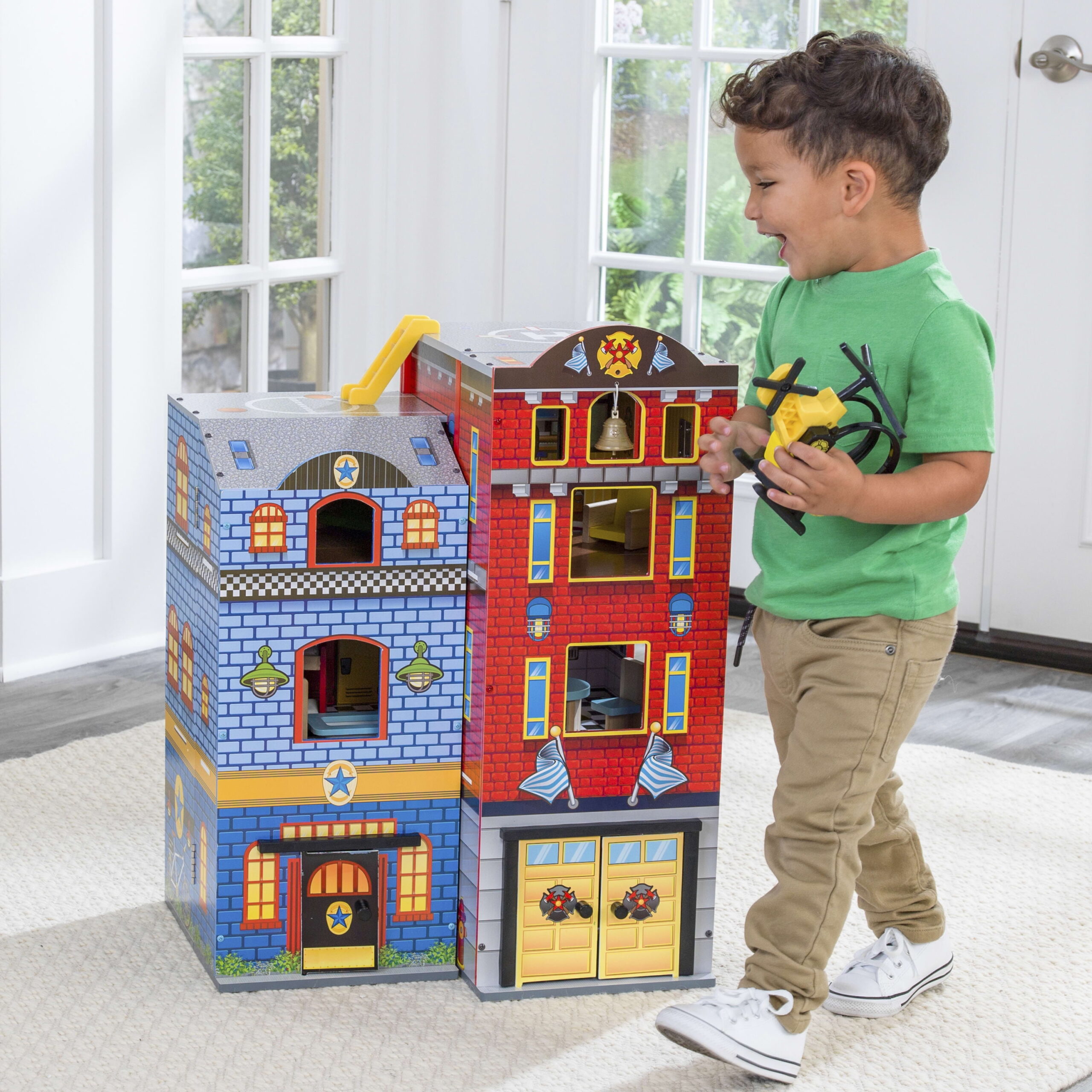 KidKraft Everyday Heroes Wooden Foldable Playset with 26 Pieces