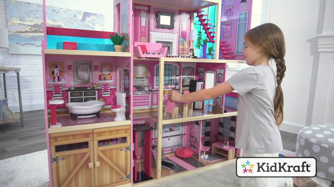 KidKraft Shimmer Mansion Wooden Dollhouse with 30 Accessories, Ages 4 & up