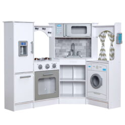 KidKraft Ultimate Corner Play Kitchen with Lights & Sounds - White with 1 Piece Accessory Play Set