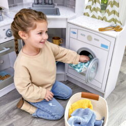 KidKraft Ultimate Corner Play Kitchen with Lights & Sounds - White with 1 Piece Accessory Play Set