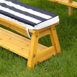 KidKraft Outdoor Wooden Table & Benches with Cushions & Umbrella, Navy