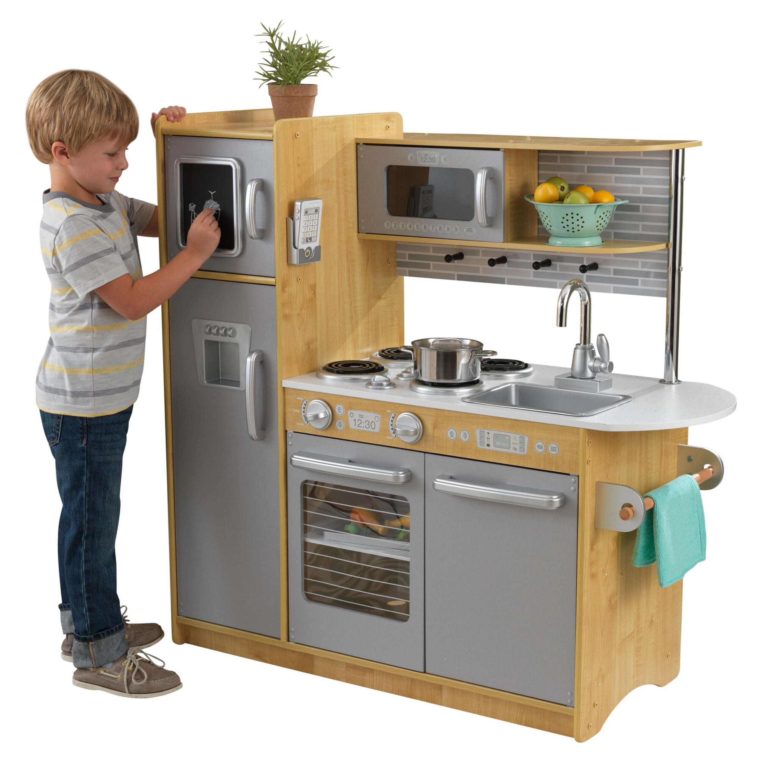 KidKraft Uptown Natural Play Kitchen with Chalkboard & Towel Rack