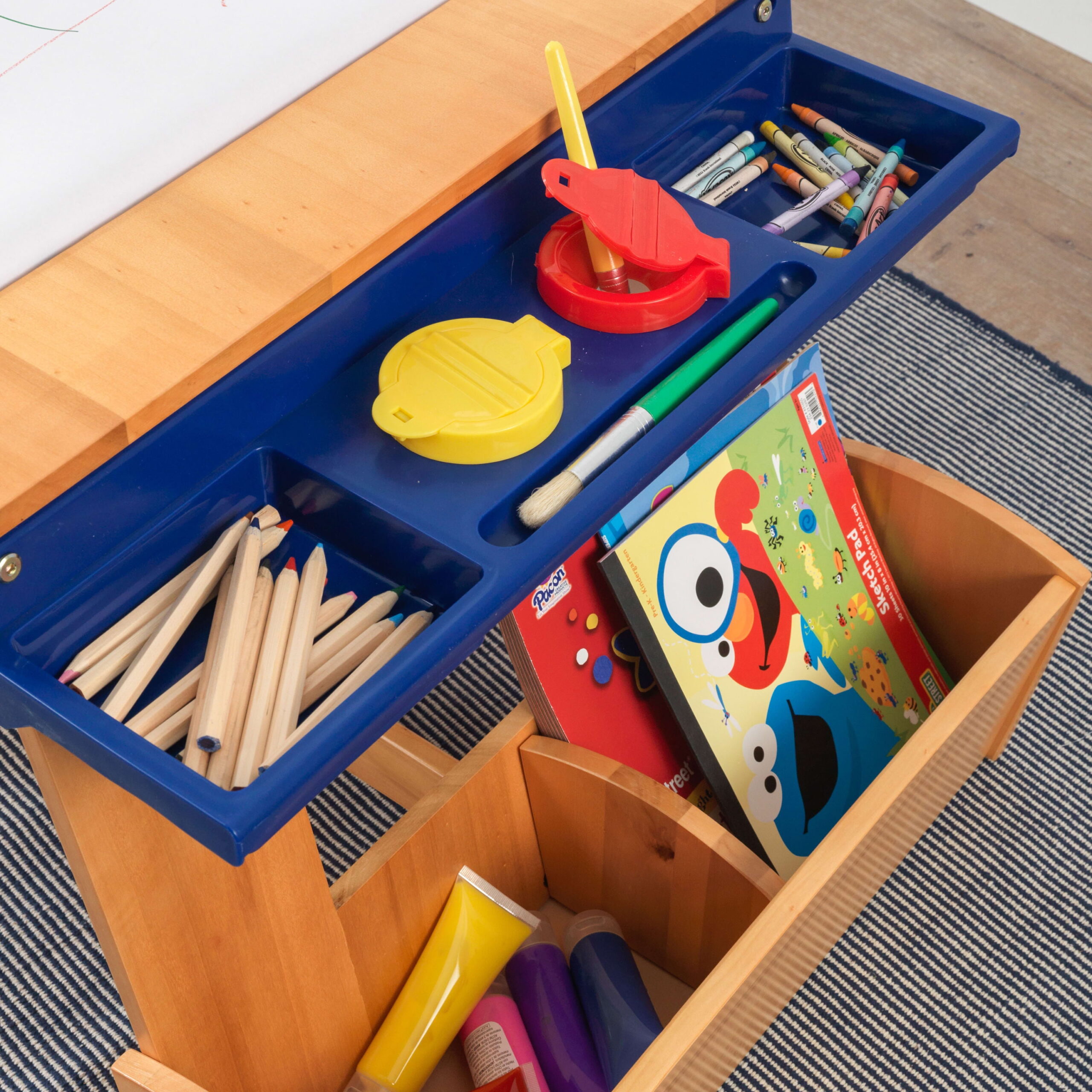 KidKraft Wooden Art Table with Drying Rack & Storage Bins, Natural