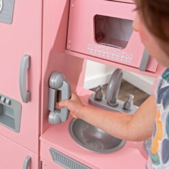 KidKraft Pink Vintage Wooden Play Kitchen with Pretend Ice Maker and Play Phone