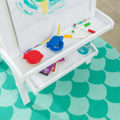 KidKraft Deluxe Wooden Easel with Chalkboard and Dry Erase Surfaces, Paper Roll and Paint Cups - White