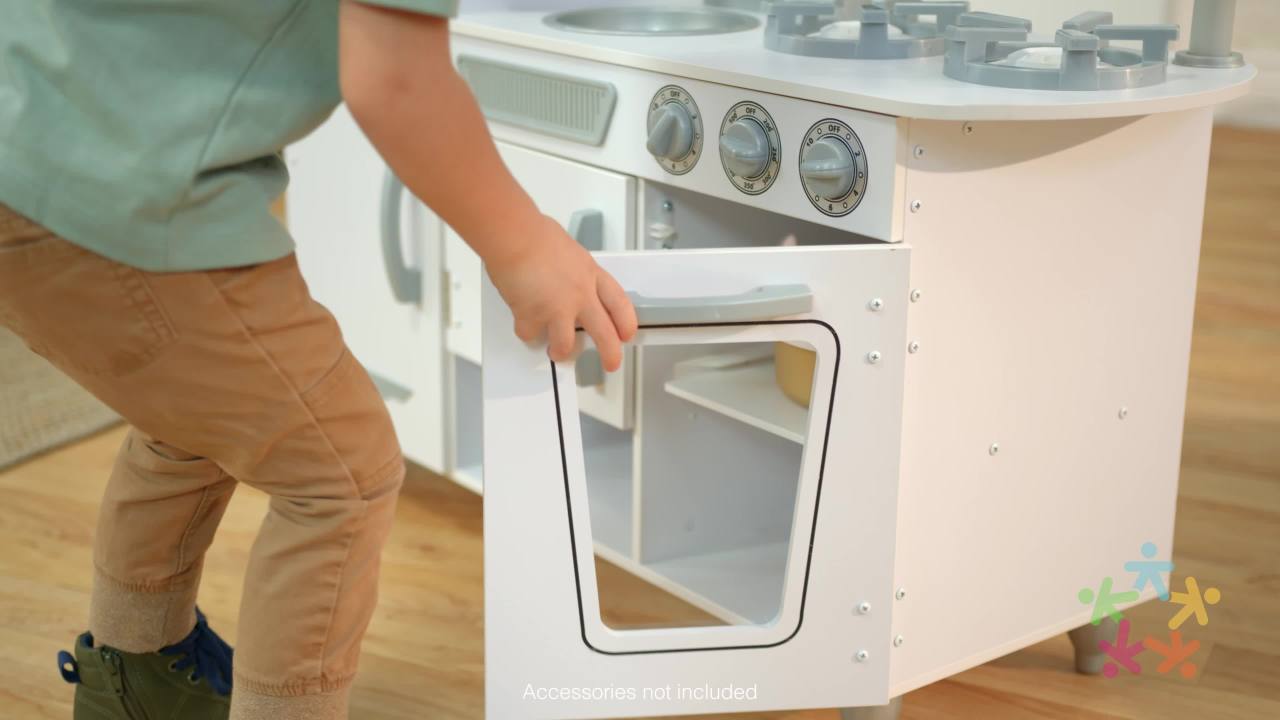 KidKraft Vintage Wooden White Play Kitchen with Ice Maker & Play Phone