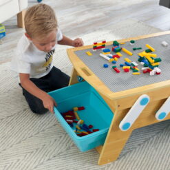 KidKraft Building Bricks Play N Store Wooden Table, Kids Activity Table, Natural, for Ages 3+ Years
