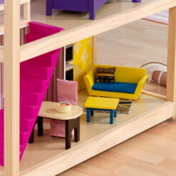 KidKraft So Chic Wooden Dollhouse with Wheels and 46 Accessories