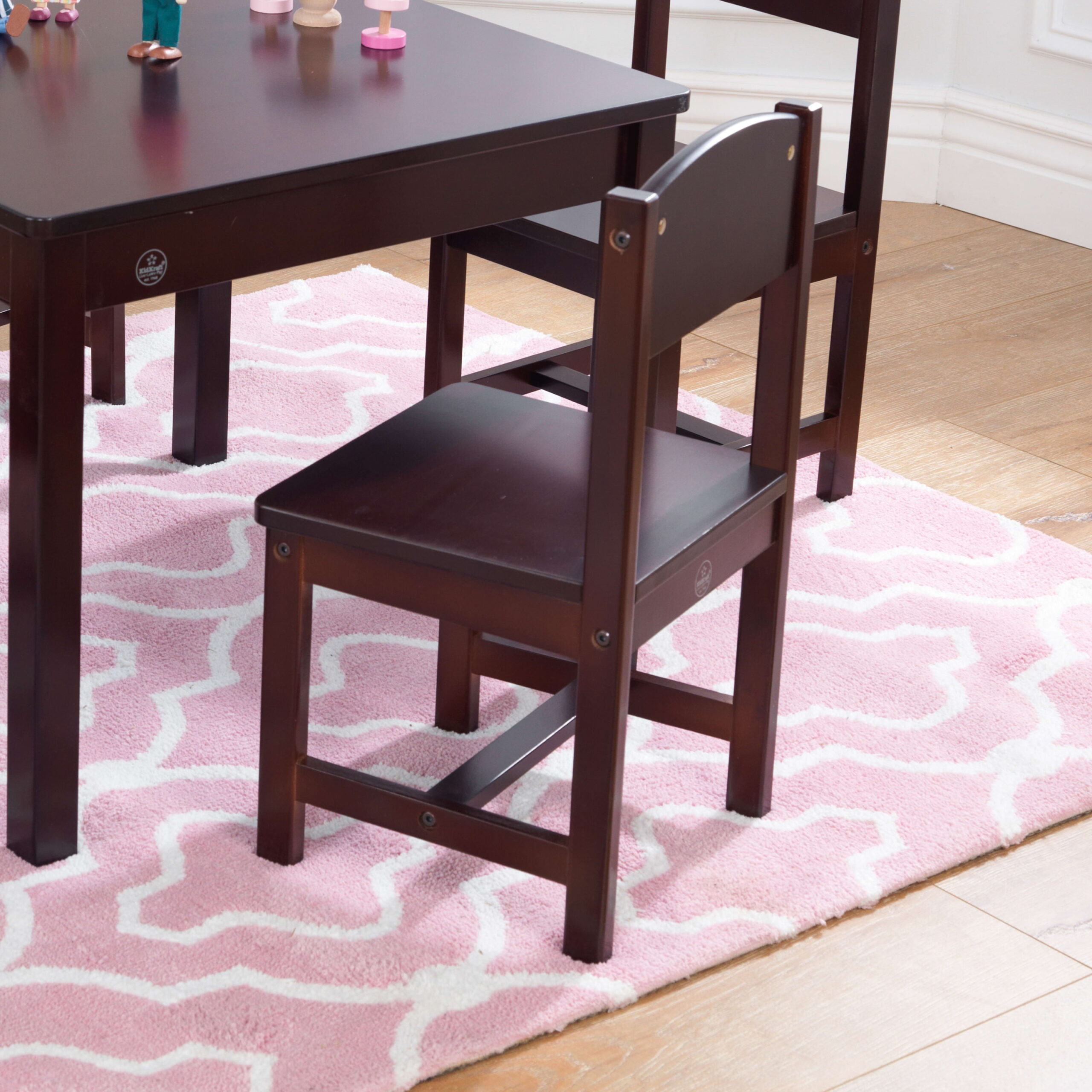 KidKraft Wooden Farmhouse Table & 4 Chair Set, Espresso