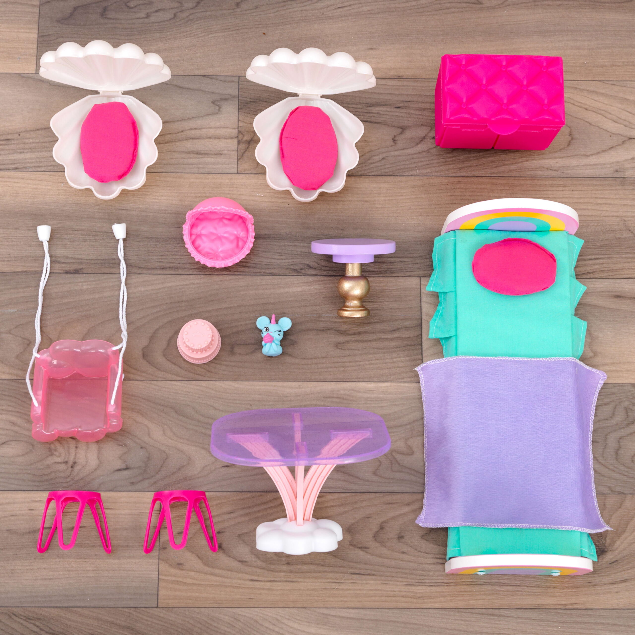 KidKraft Rainbow Dreamers Unicorn Mermaid Wooden Dollhouse with 15 Accessories