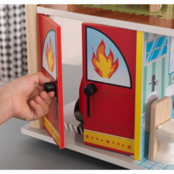 KidKraft Wooden Fire Station Set, 360 Degree Play, Working Garage Doors & Bendable Figures