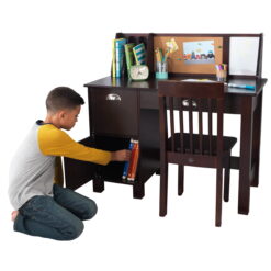 KidKraft Wooden Children's Study Desk with Chair, Espresso, For Ages 5+